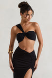 Open Heart Black Knot One Shoulder Bralette