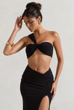 Open Heart Black Knot One Shoulder Bralette