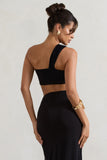 Open Heart Black Knot One Shoulder Bralette