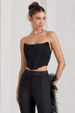 Obsessed Black Bandeau Mesh Corset Style Crop Top