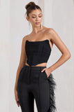 Obsessed Black Bandeau Mesh Corset Style Crop Top