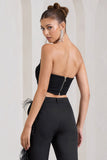 Obsessed Black Bandeau Mesh Corset Style Crop Top