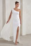 Romi White One Shoulder Twist Design Maxi Dress