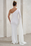 Romi White One Shoulder Twist Design Maxi Dress