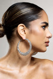 Corina Silver Diamante Hoop Earrings