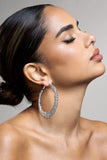 Corina Silver Diamante Hoop Earrings
