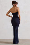 Belle of The Ball Navy Bandeau Maxi Dress With Split Hem