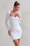 Corelle White Long Sleeve Sweet Heart Twist Detail Mini Dress