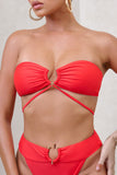 Freyr Red Bandeau Bikini Top
