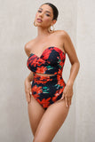 Oyster Multi Print Wrapped Bardot Swimsuit