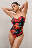 Oyster Multi Print Wrapped Bardot Swimsuit