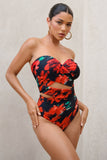 Oyster Multi Print Wrapped Bardot Swimsuit