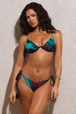 Sweep Blue Print Beaded String Bikini Bottoms