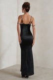Zelda Black Cowl Satin Cami Maxi Dress