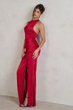 Forever Feature Berry Red High Neck Wrap Maxi Dress