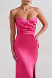 Coraline Hot Pink Strapless Maxi Dress With Split