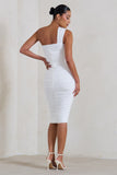 Contour White Maternity One Shoulder Bodycon Midi Dress