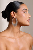 Saskia Silver Diamante Hoop Earrings