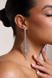 Heather Silver Diamante Drop Earrings