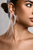 Tallulah Silver Diamante Large Hoop Earrings