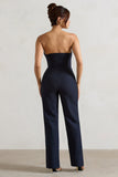 Bellezza Navy Bandeau Corset Wide Leg Jumpsuit