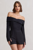 Front Row Black Long-Sleeved Bardot Corset Playsuit