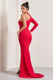 Toya Red Asymmetric Split Maxi Dress
