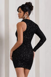 Siren Black Sequin One Shoulder Bodycon Mini Dress