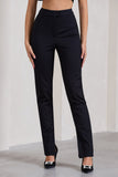 Walk That Walk Black High-Waisted Flared-Leg Trousers