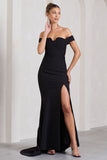 Karma Black Bardot Split Fishtail Maxi Dress