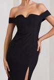 Karma Black Bardot Split Fishtail Maxi Dress