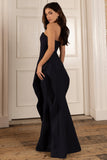 The Real Thing Navy Strapless Draped Fishtail Maxi Dress