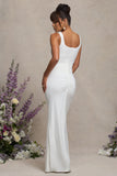 Avril White Square Neck Maternity Maxi Dress with Split