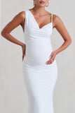 Phantasy White Maternity Cowl Neck Maxi Dress