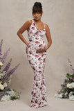 Phantasy White Floral Maternity Cowl Neck Maxi Dress