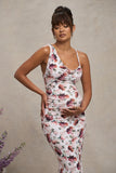 Phantasy White Floral Maternity Cowl Neck Maxi Dress
