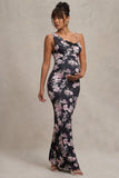 Phantasy Black Floral Maternity Cowl Neck Maxi Dress
