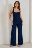 Toni Navy Square Neck Sleeveless Jumpsuit