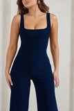 Toni Navy Square Neck Sleeveless Jumpsuit