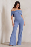 Zoey Blue Bardot Bow Detail Jumpsuit