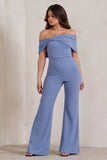Zoey Blue Bardot Bow Detail Jumpsuit