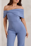 Zoey Blue Bardot Bow Detail Jumpsuit