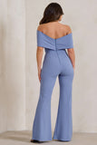 Zoey Blue Bardot Bow Detail Jumpsuit