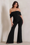 Bonnie Black Bardot Drape Sleeve Jumpsuit