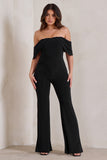 Bonnie Black Bardot Drape Sleeve Jumpsuit