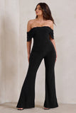 Bonnie Black Bardot Drape Sleeve Jumpsuit