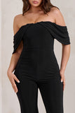 Bonnie Black Bardot Drape Sleeve Jumpsuit