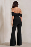Bonnie Black Bardot Drape Sleeve Jumpsuit