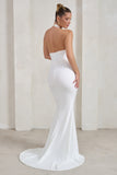 Jodie White Halterneck Fishtail Maxi Dress With Split