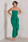 Fleur Green Bandeau Ruffle Maxi Dress